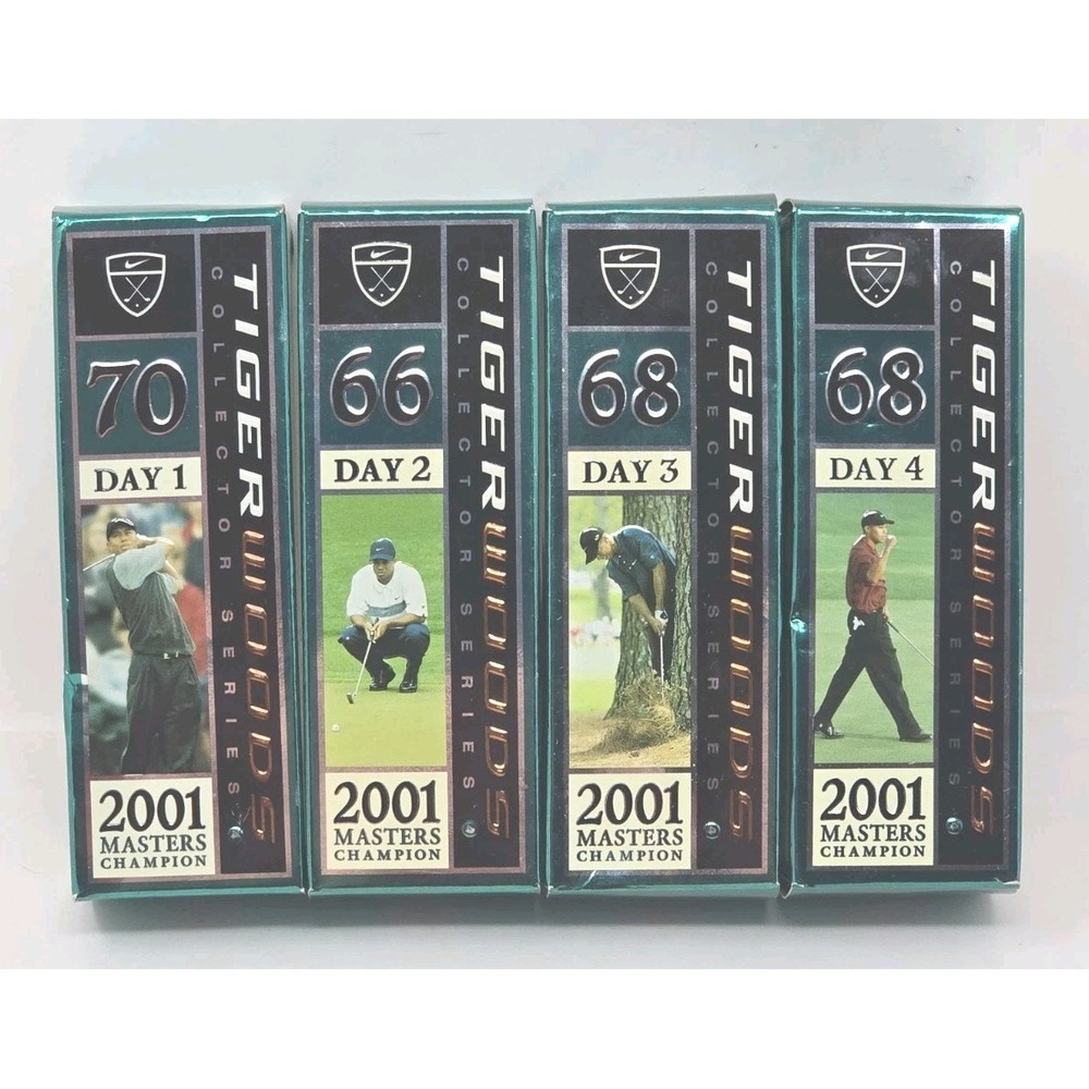 Tiger Woods Commemorative 2001 Masters Champion Nike Golf Balls Day 1,2,3,4 U277
